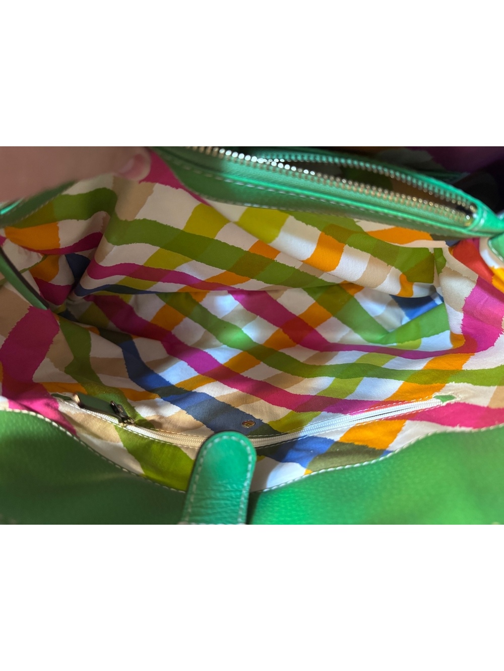 Kate Spade NY Green Leather Tote Bag Custom Floral Bee Butterfly OOAK PXRU3272 - Picture 5 of 14